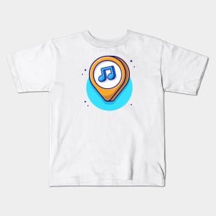 Music Location with Note of Music Cartoon Vector Icon Illustration Kids T-Shirt